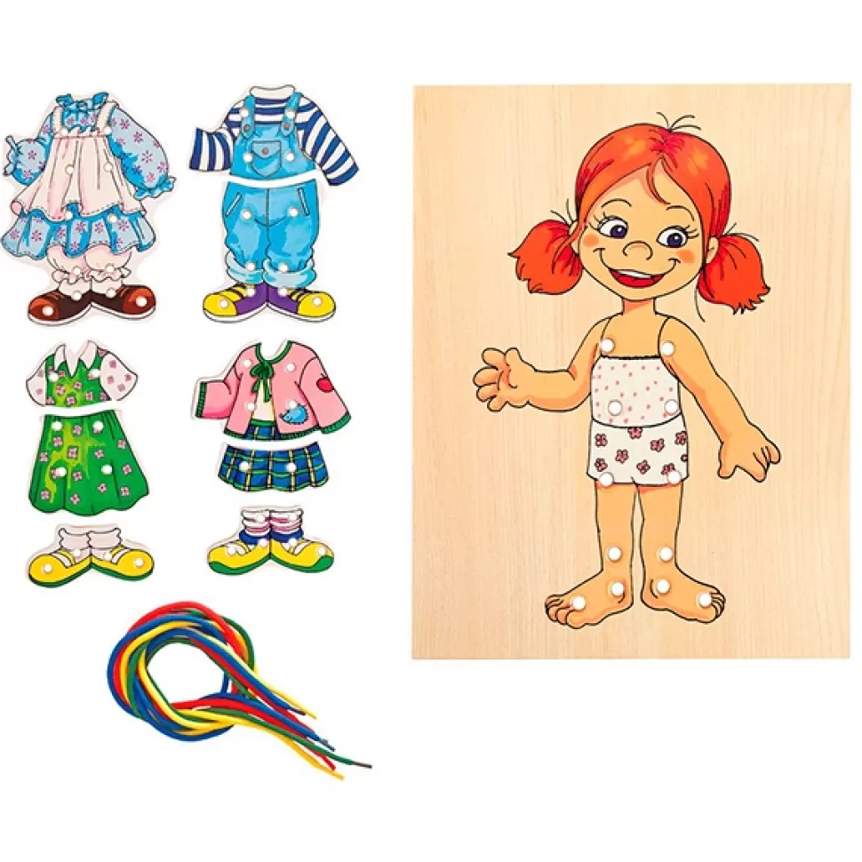 Store Brinquedos Woodyland Aprendo A Vestir Menina De Madeira