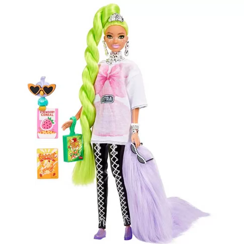 Store Brinquedos Barbie Barbie Extra Boneca Articulada Com Cabelo Verde Neon