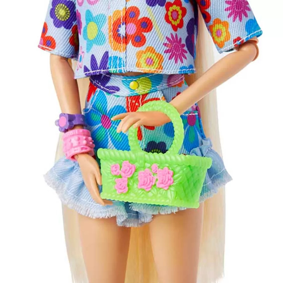 Flash Sale Brinquedos Barbie Barbie Extra Boneca Loira Articulada Com Roupa De Flores