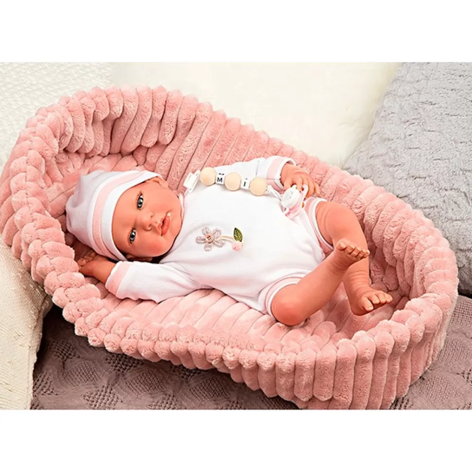 Brinquedos Arias Boneca Lola Reborn Com Alcofa Rosa 40Cm< Bonecas Reborn
