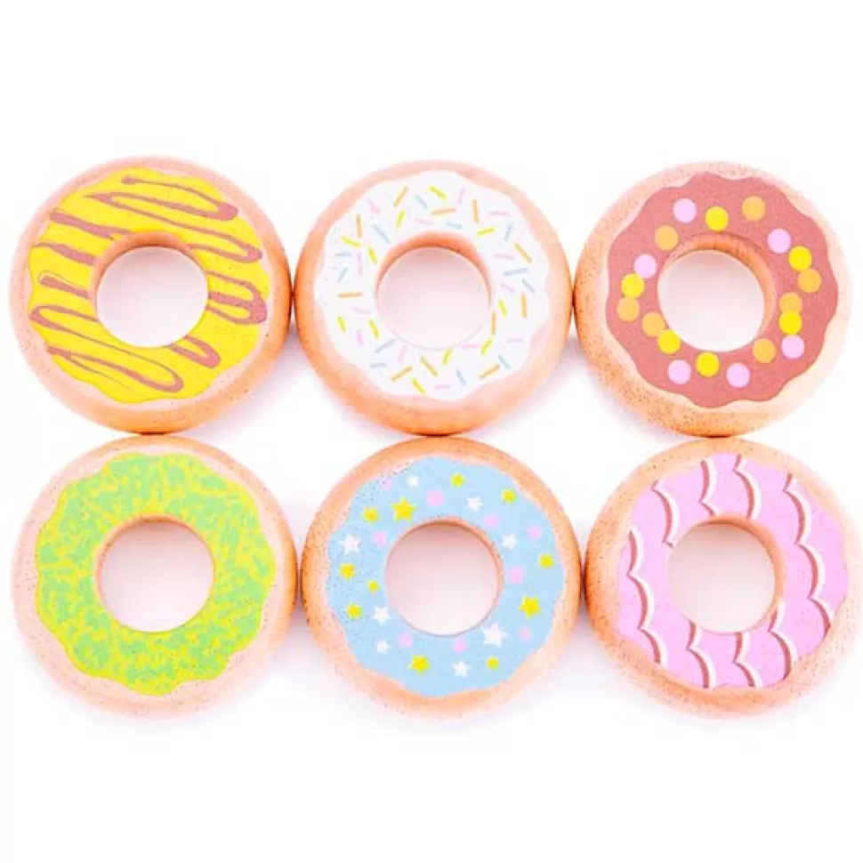 Brinquedos New Classic Toys Caixa 6 Donuts De Madeira< Brinquedos De Cozinha