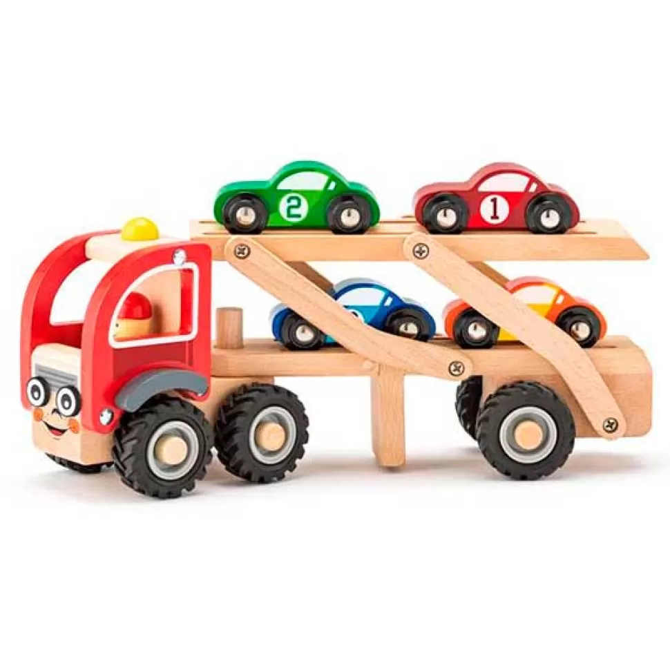 Brinquedos Woodyland Caminhao De Madeira Com Carros< Brinquedos De Camiões