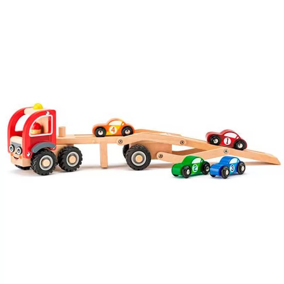 Brinquedos Woodyland Caminhao De Madeira Com Carros< Brinquedos De Camiões