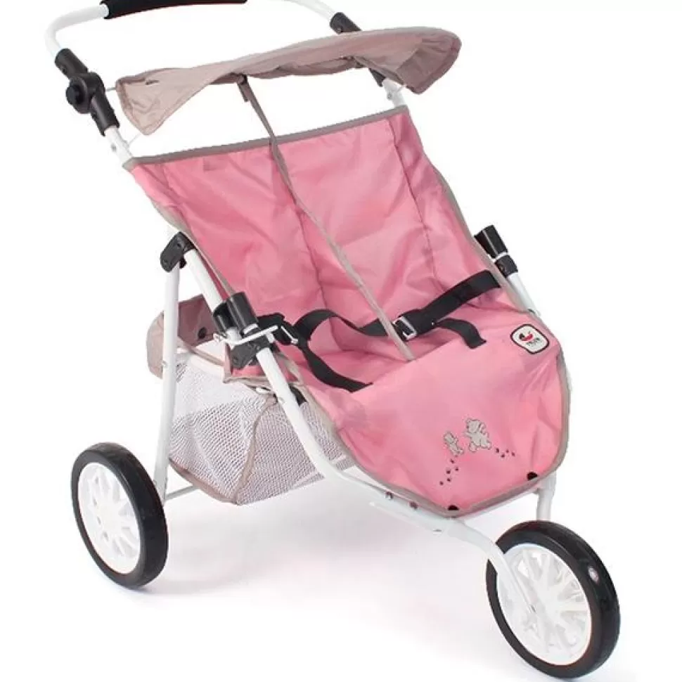 Brinquedos Chic Bayer Carrinho De Boneca Abotoaduras Jogger Rosa-Cinza< Bonecas Carrinhos