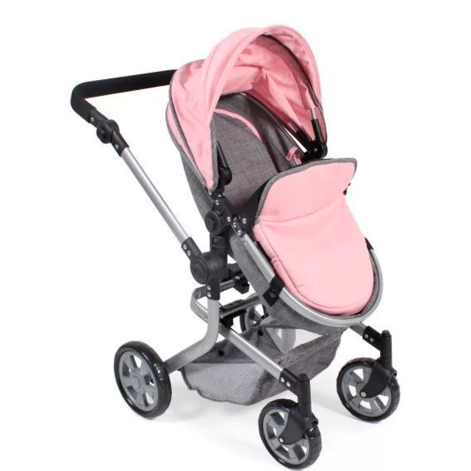 Brinquedos Chic Bayer Carrinho De Boneca Combi Mika Rosa-Texano Cinza< Bonecas Carrinhos
