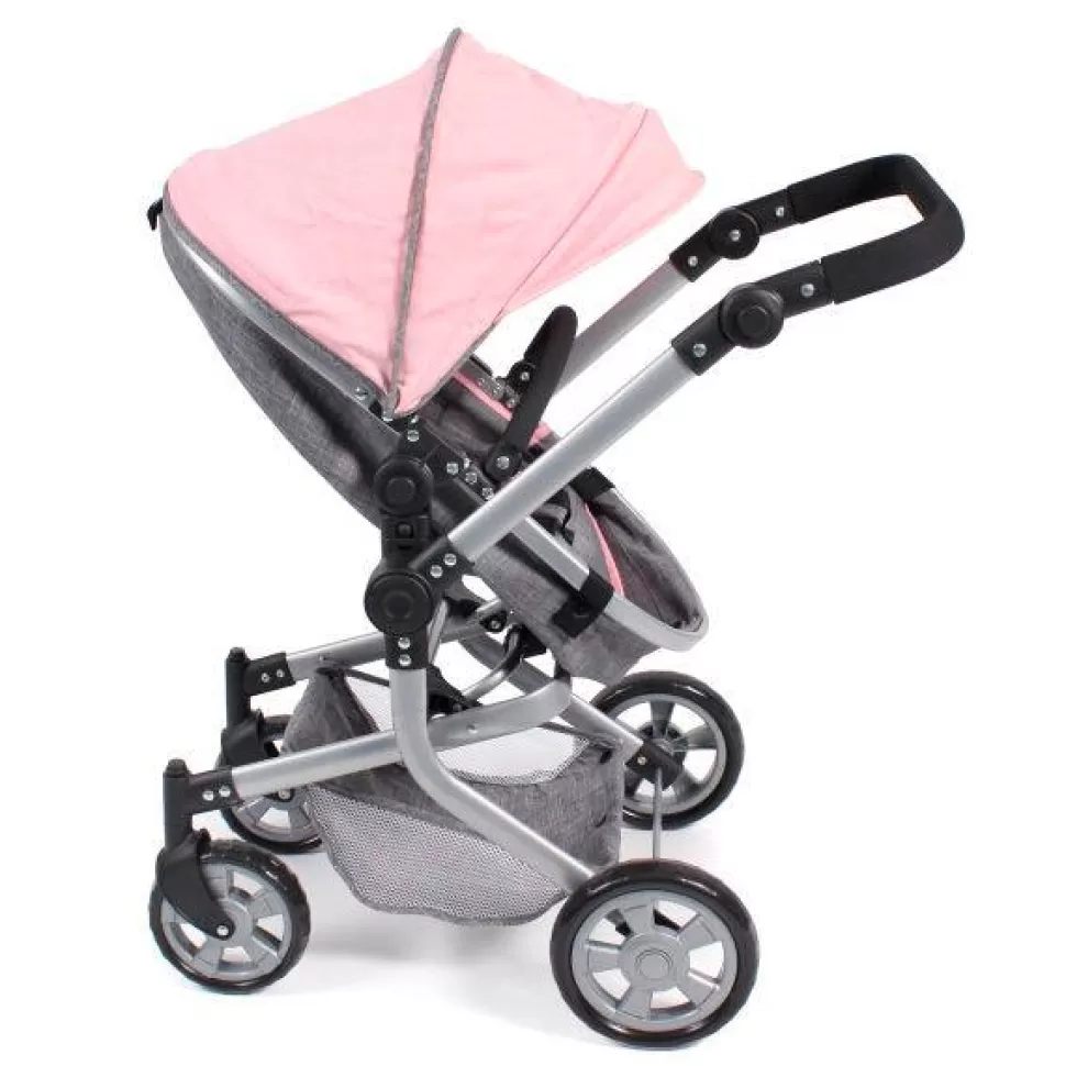 Brinquedos Chic Bayer Carrinho De Boneca Combi Mika Rosa-Texano Cinza< Bonecas Carrinhos