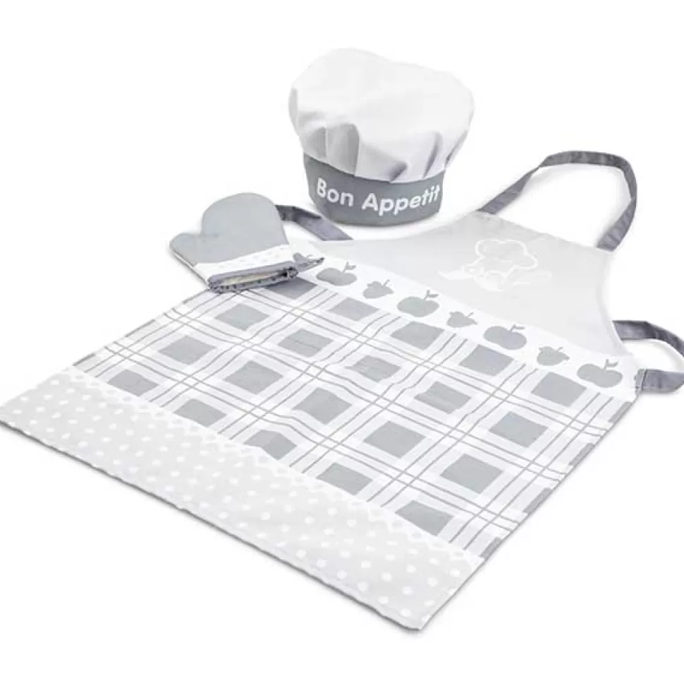 Brinquedos New Classic Toys Conjunto De Avental Branco E Cinza< Brinquedos De Cozinha