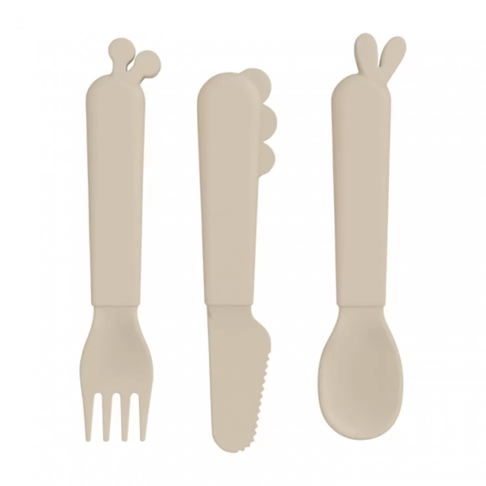Brinquedos Done By Deer Conjunto De Talheres Infantil Marrom< Brinquedos De Cozinha