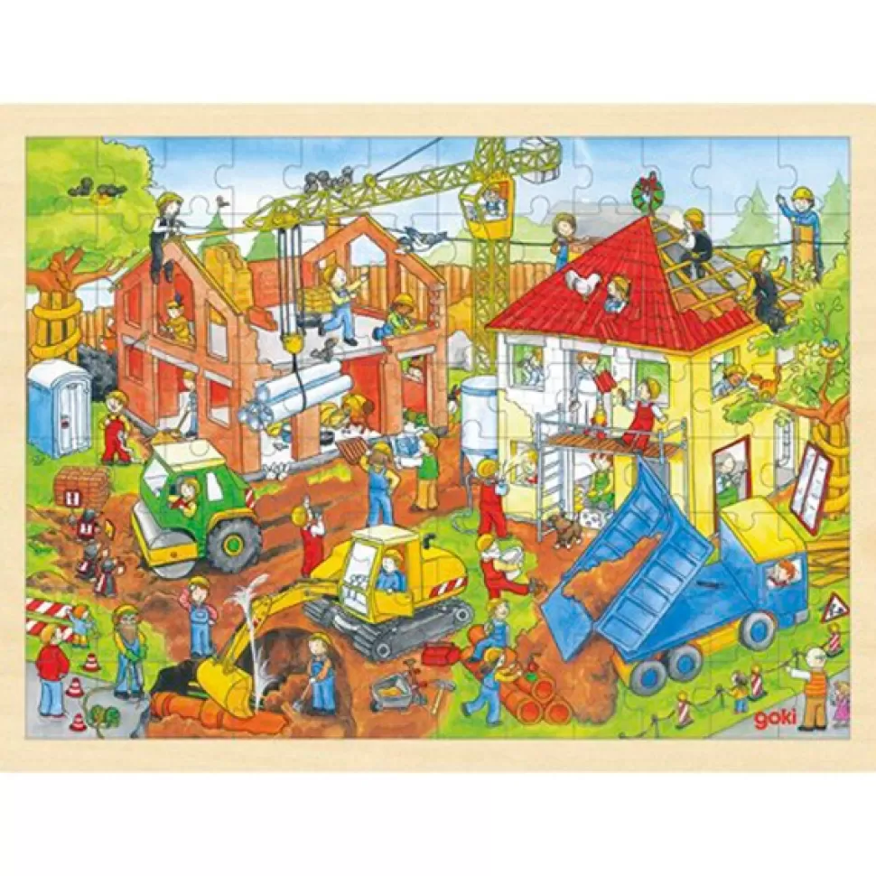 Brinquedos Goki Construcao De Quebra-Cabeca De Madeira 96P< Puzzles De Madeira
