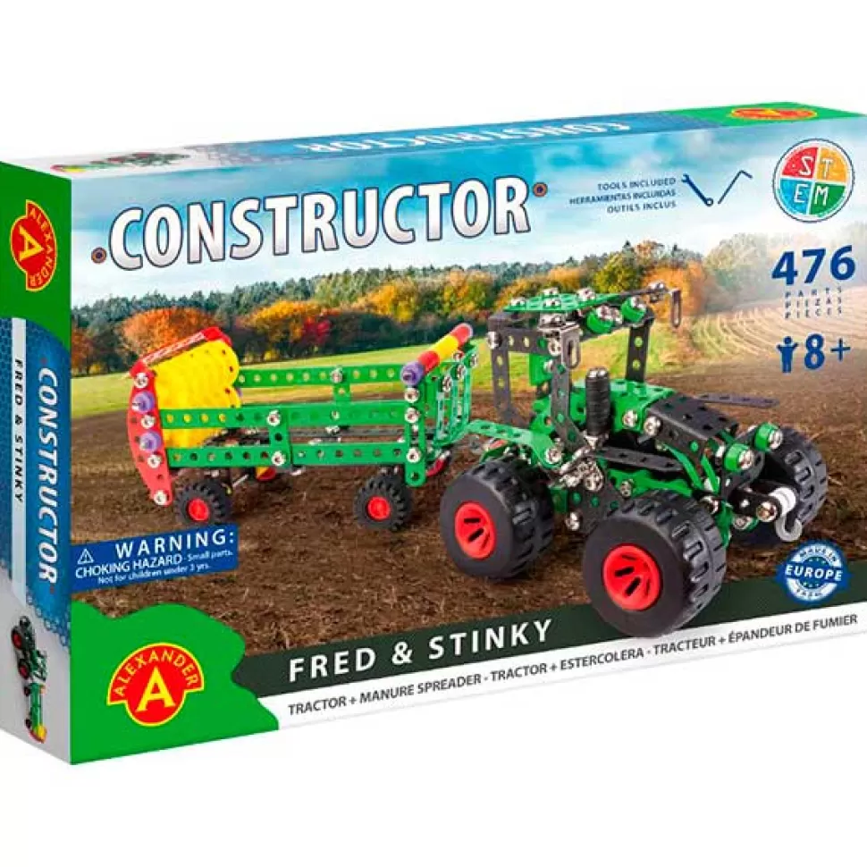 Brinquedos Alexander Constructor 476P Trator Com Reboque Verde< Brinquedos De Tratores