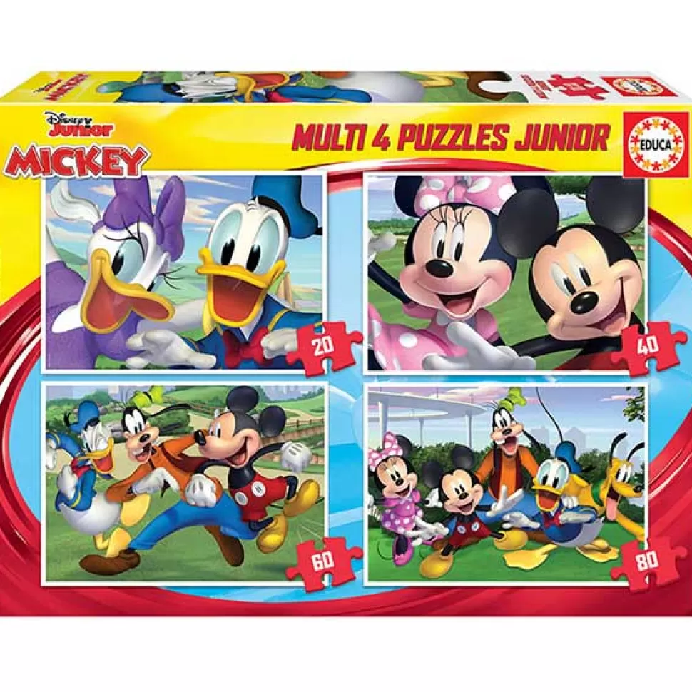 Outlet Brinquedos Mickey Mouse Disney Multipack 4 Puzzles Mickey 20+40+60+80P