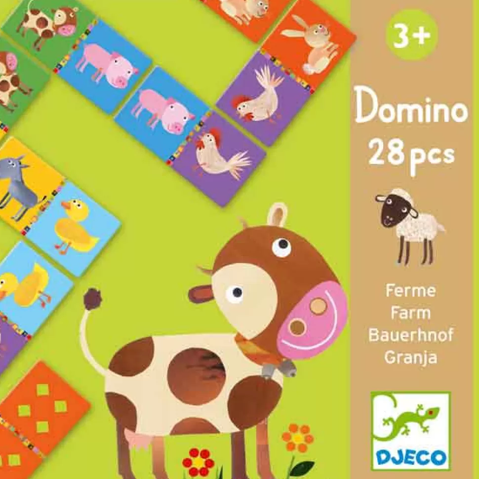 Clearance Brinquedos Djeco Djeco Domino Farm Wood