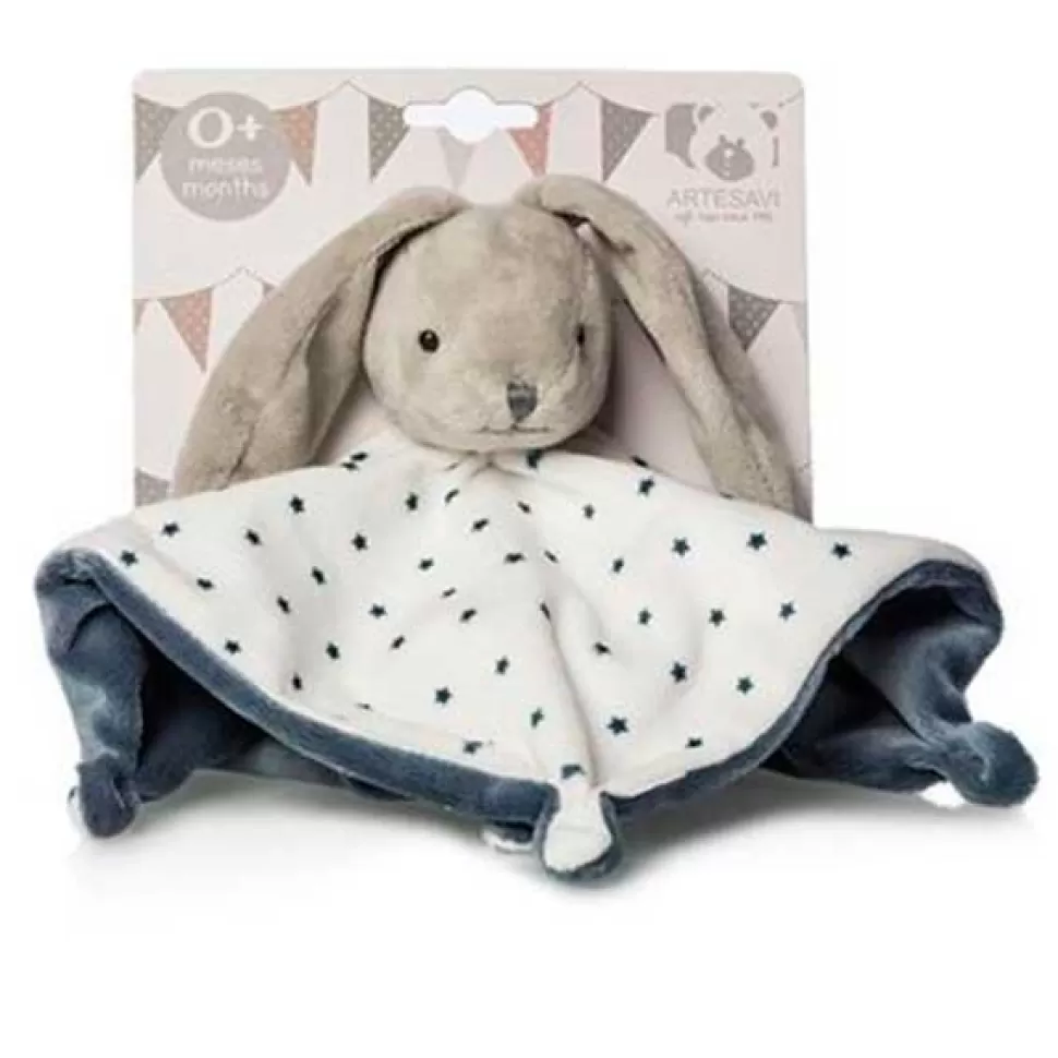 Discount Brinquedos Artesavi Doudou Baby Coelho Chocalho Estrelas Azul 26 Cm