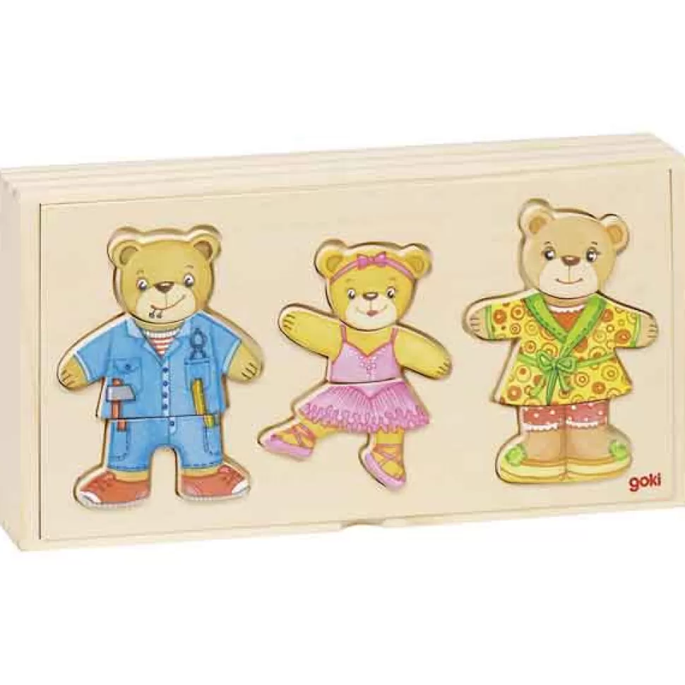 Outlet Brinquedos Goki Familia De Ursos Caixa Quebra-Cabeca De Madeira