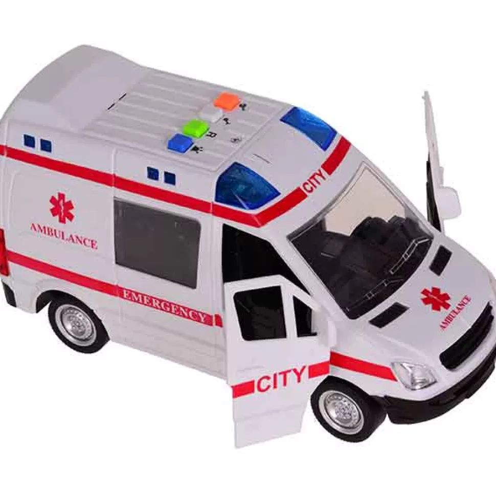 * Furgoneta Ambulancia Friccao Luzes E Sons 1:16< Brinquedos De Carros
