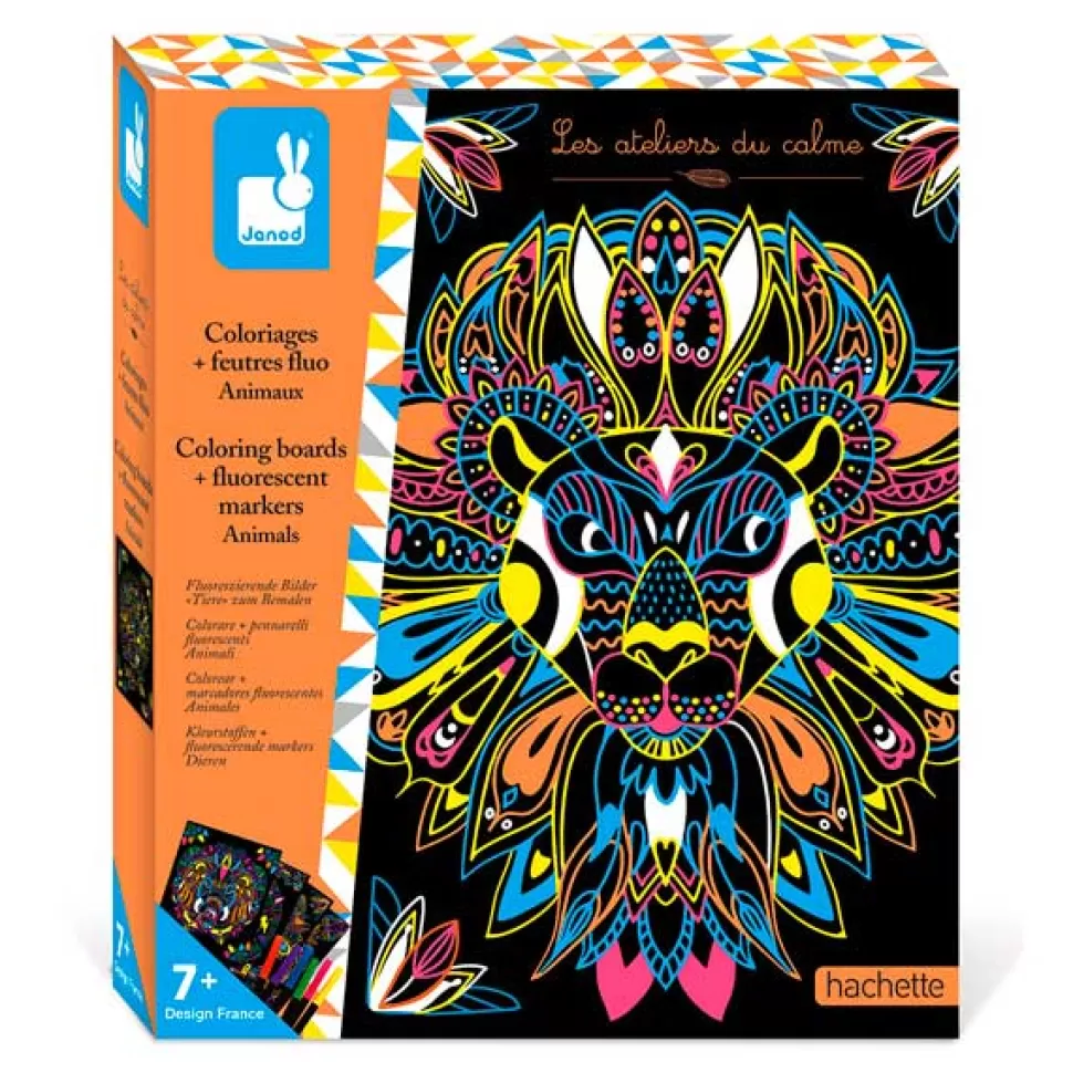 Outlet Brinquedos Janod Janod Colorir Mandalas De Animais Com Marcadores Fluorescentes
