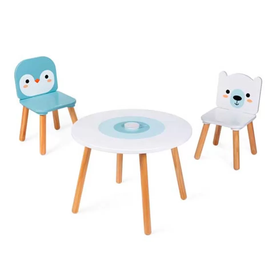 Brinquedos Janod Janod Mesa E 2 Cadeiras Gelo Marinho De Madeira< Brinquedos De Madeira