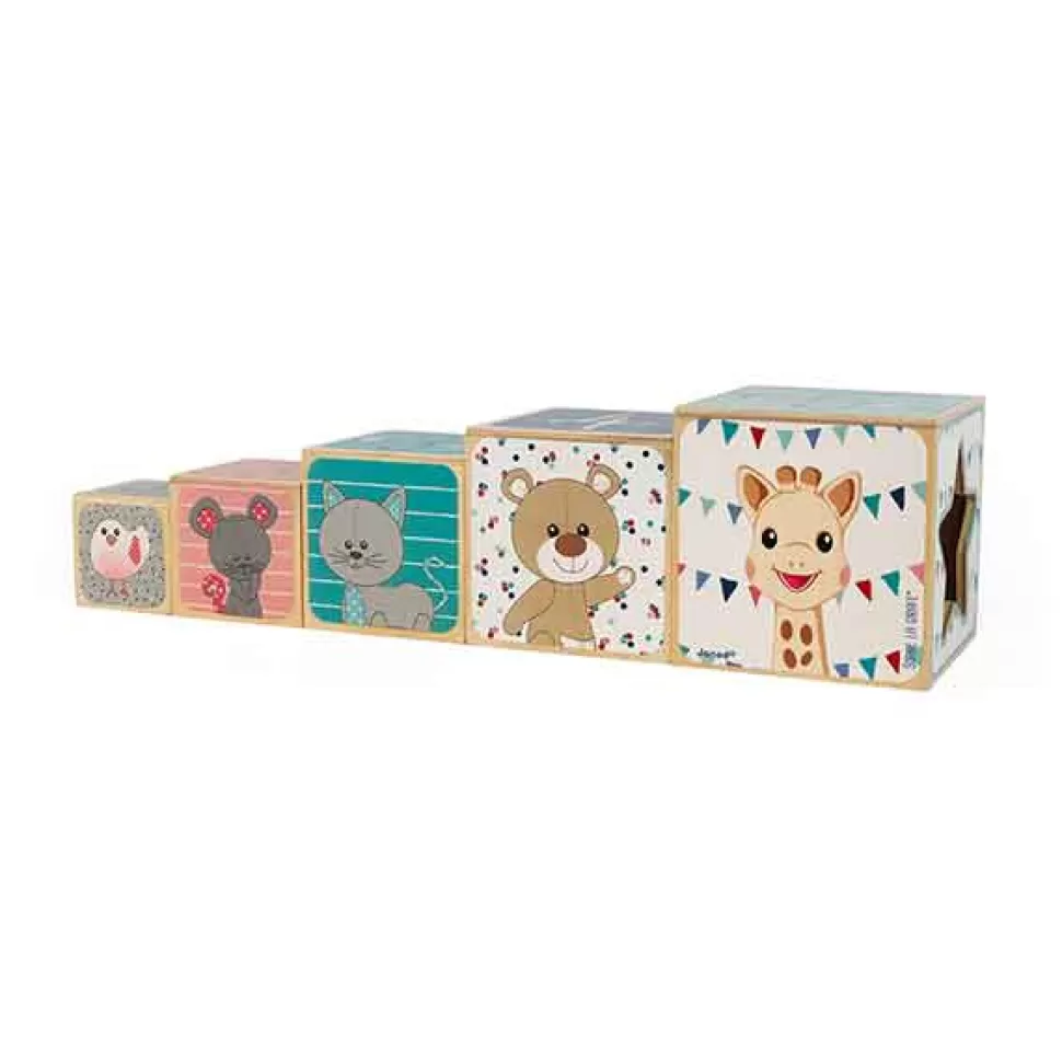 Brinquedos Sophie la Girafe Janod Piramide De 5 Cubos De Madeira Sophie La Girafe< Brinquedos De Madeira