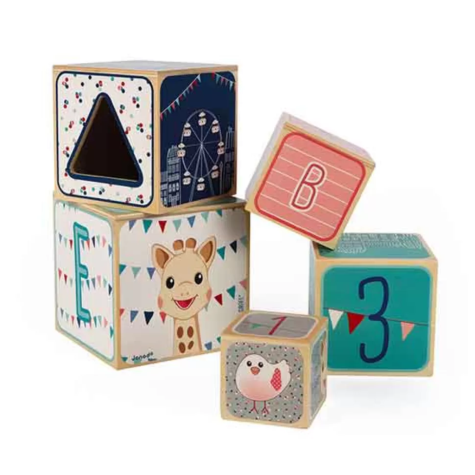 Brinquedos Sophie la Girafe Janod Piramide De 5 Cubos De Madeira Sophie La Girafe< Brinquedos De Madeira