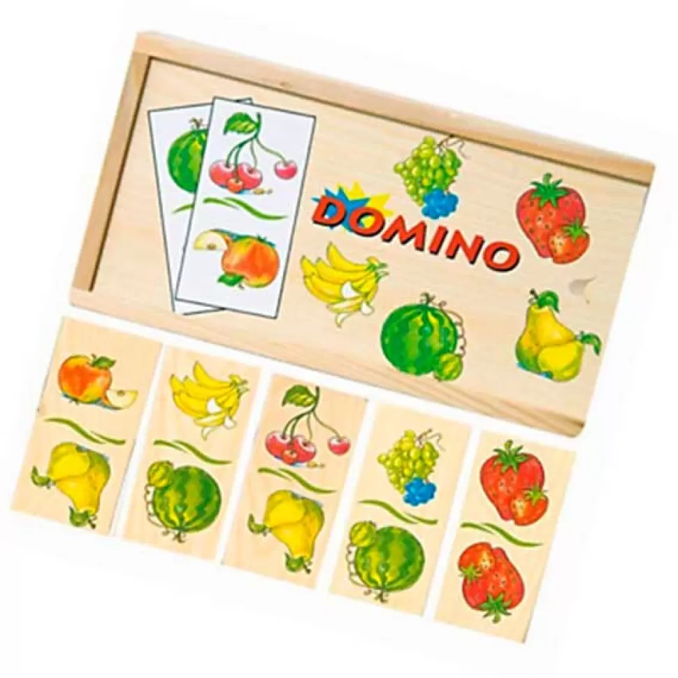 Store Brinquedos Woodyland Jogo De Tabuleiro Domino Infantil De Madeira Frutas