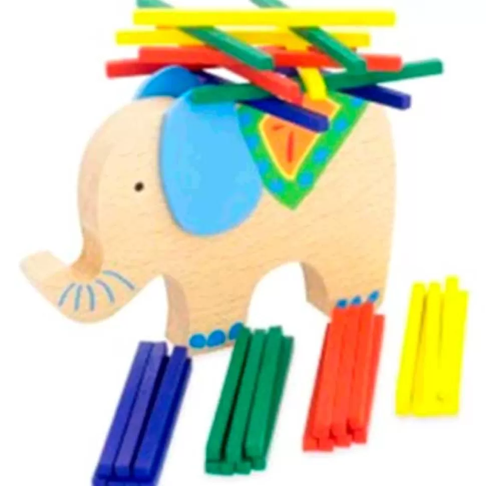 New Brinquedos Ulysse Jogo Equilibrio Elefante De Madeira