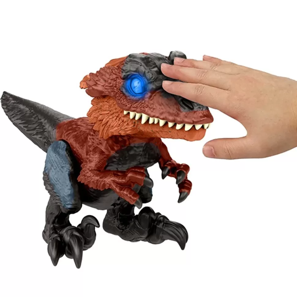 Brinquedos Jurassic World Jurassic World Figura Dinossauro Desenjaulado En Llamas Pirorraptor Rowdy Roars< Brinquedos De Dinossauros