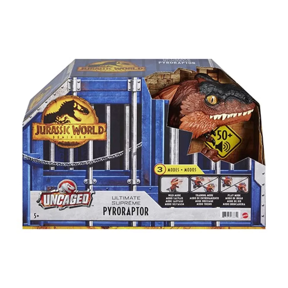 Brinquedos Jurassic World Jurassic World Figura Dinossauro Desenjaulado En Llamas Pirorraptor Rowdy Roars< Brinquedos De Dinossauros