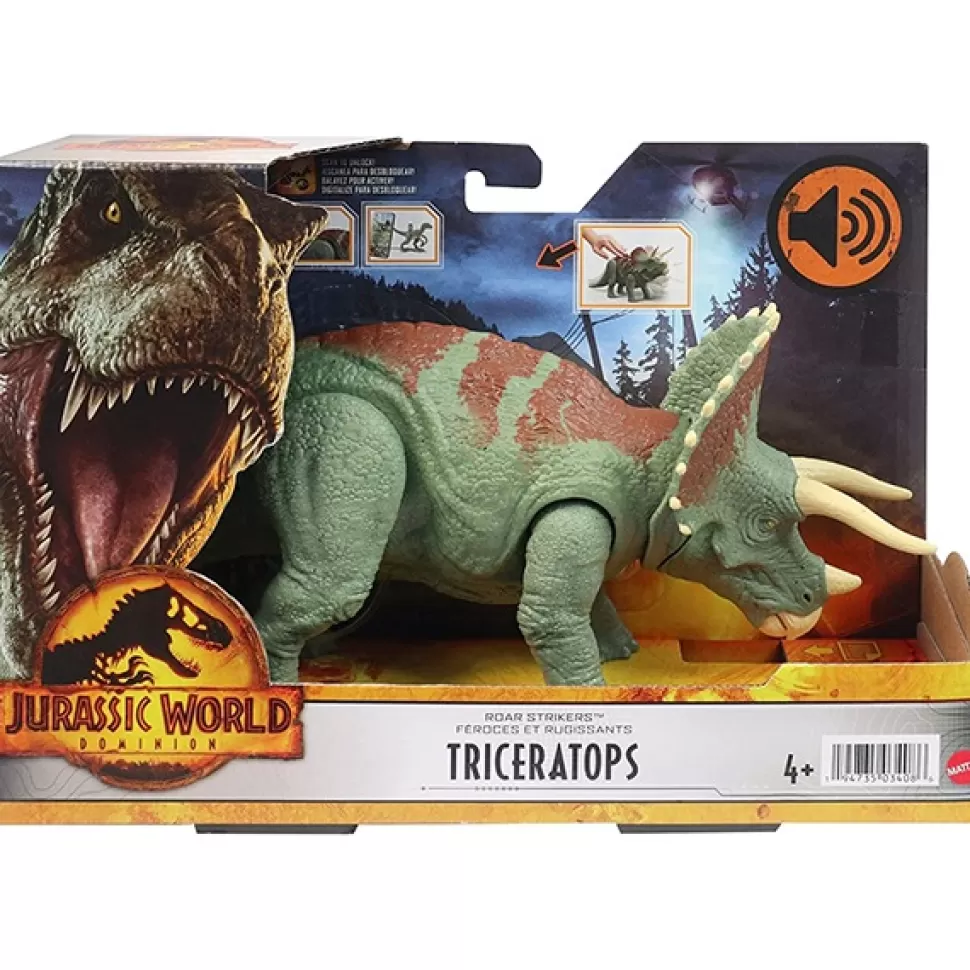 Brinquedos Jurassic World Jurassic World Figura Dinossauro Triceratop Ruge E Ataca Com Sons< Brinquedos De Dinossauros