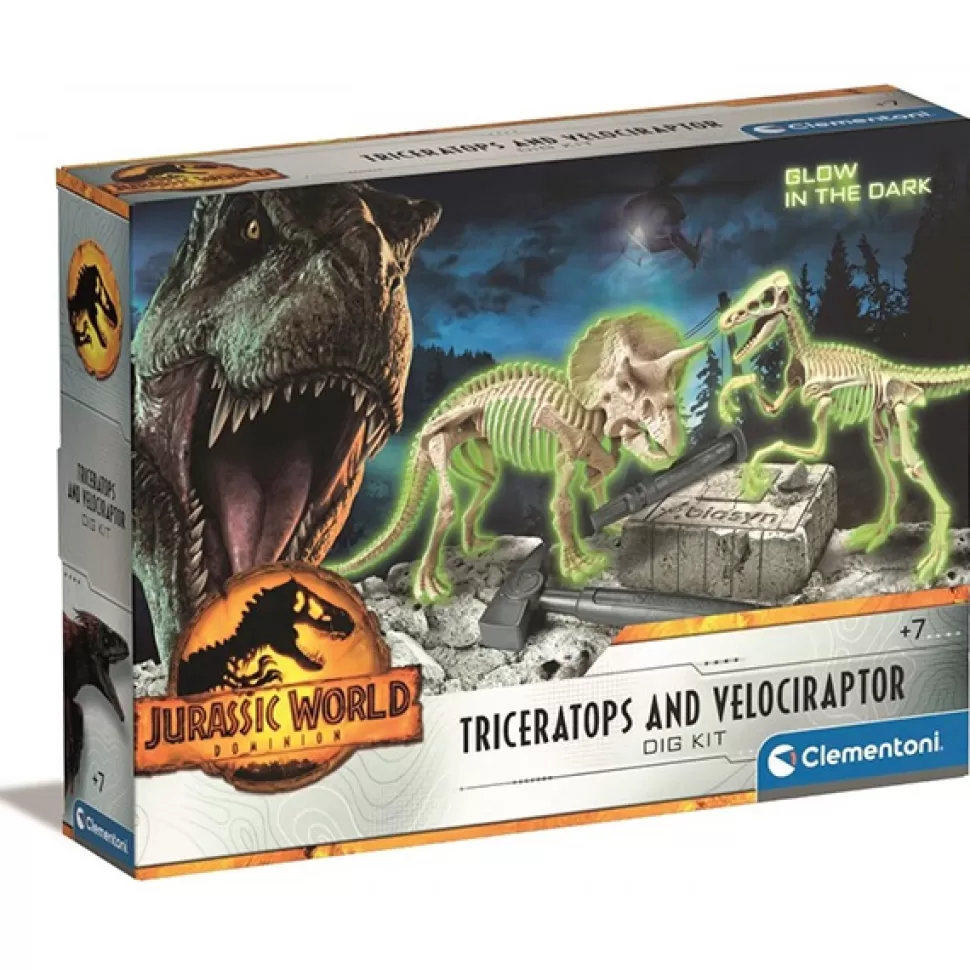 Brinquedos Jurassic World Jurassic World Velociraptor & Triceratops< Brinquedos Científicos