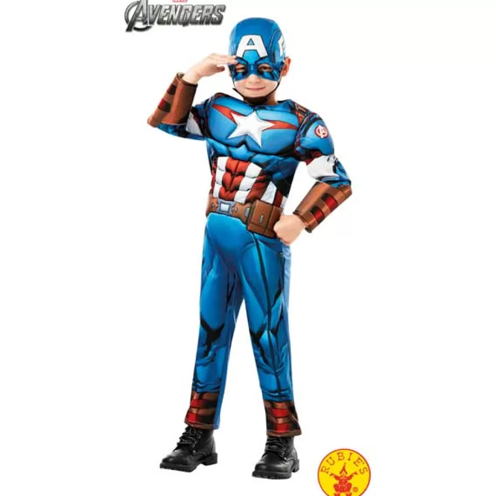 Best Brinquedos Os Vingadores Marvel Disfarce Infantil Capitan America Deluxe 5-6 Anos