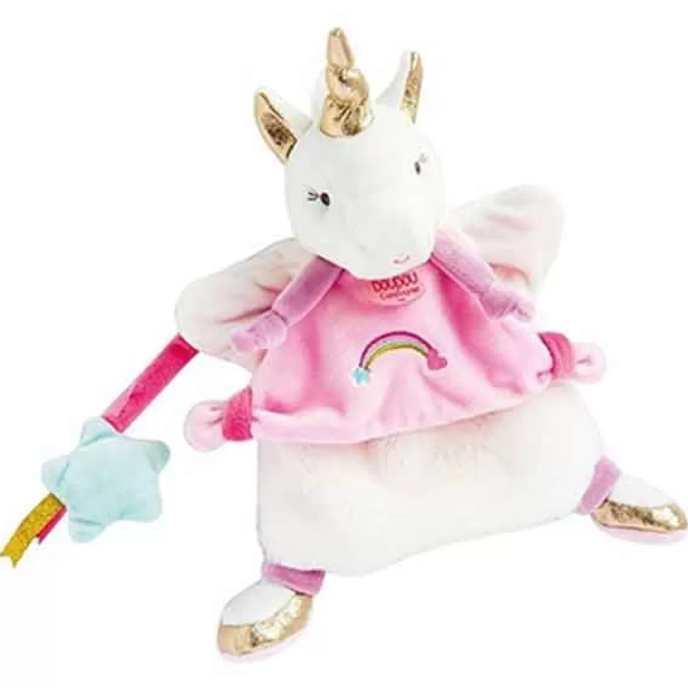 Hot Brinquedos Doudou Et Compagnie Peluche Doudou Fantoche Unicórnio Rosa 28Cm