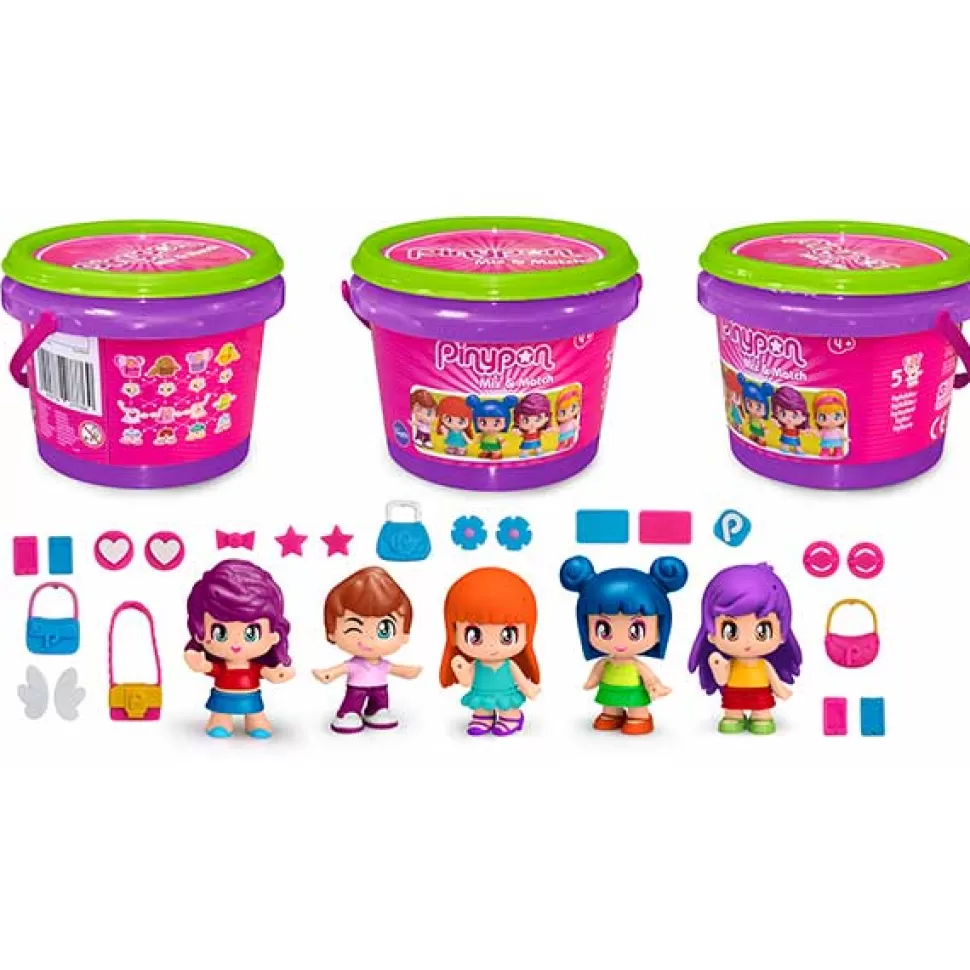 Brinquedos Pinypon Pinypon Balde Com 5 Figuras< Bonecas Mini