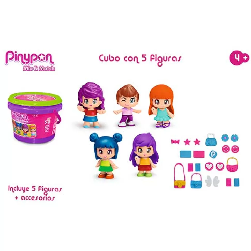 Brinquedos Pinypon Pinypon Balde Com 5 Figuras< Bonecas Mini