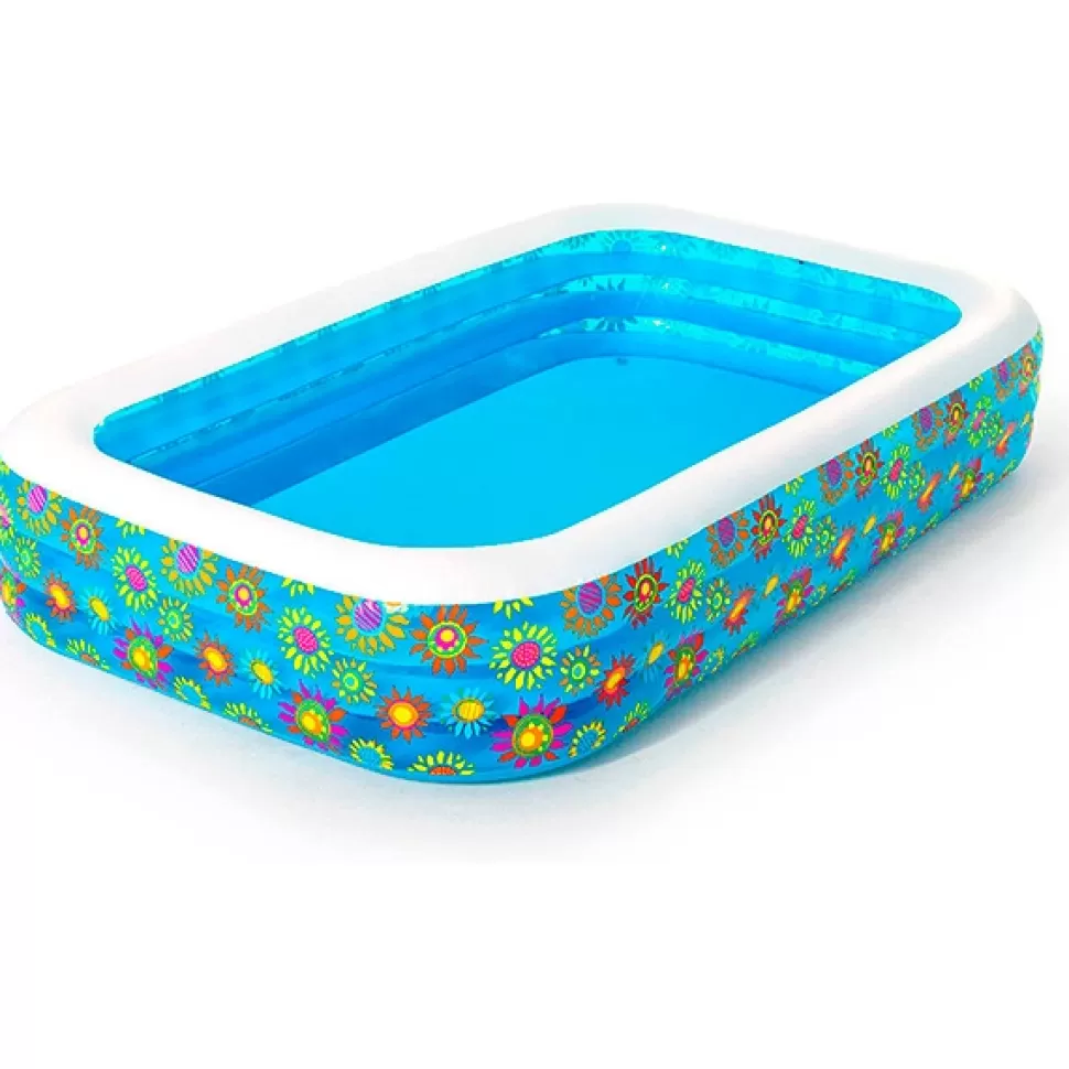 Brinquedos Fantastiko Piscina Insuflavel Flores Azuis 305X183X56Cm< Brinquedos Piscina