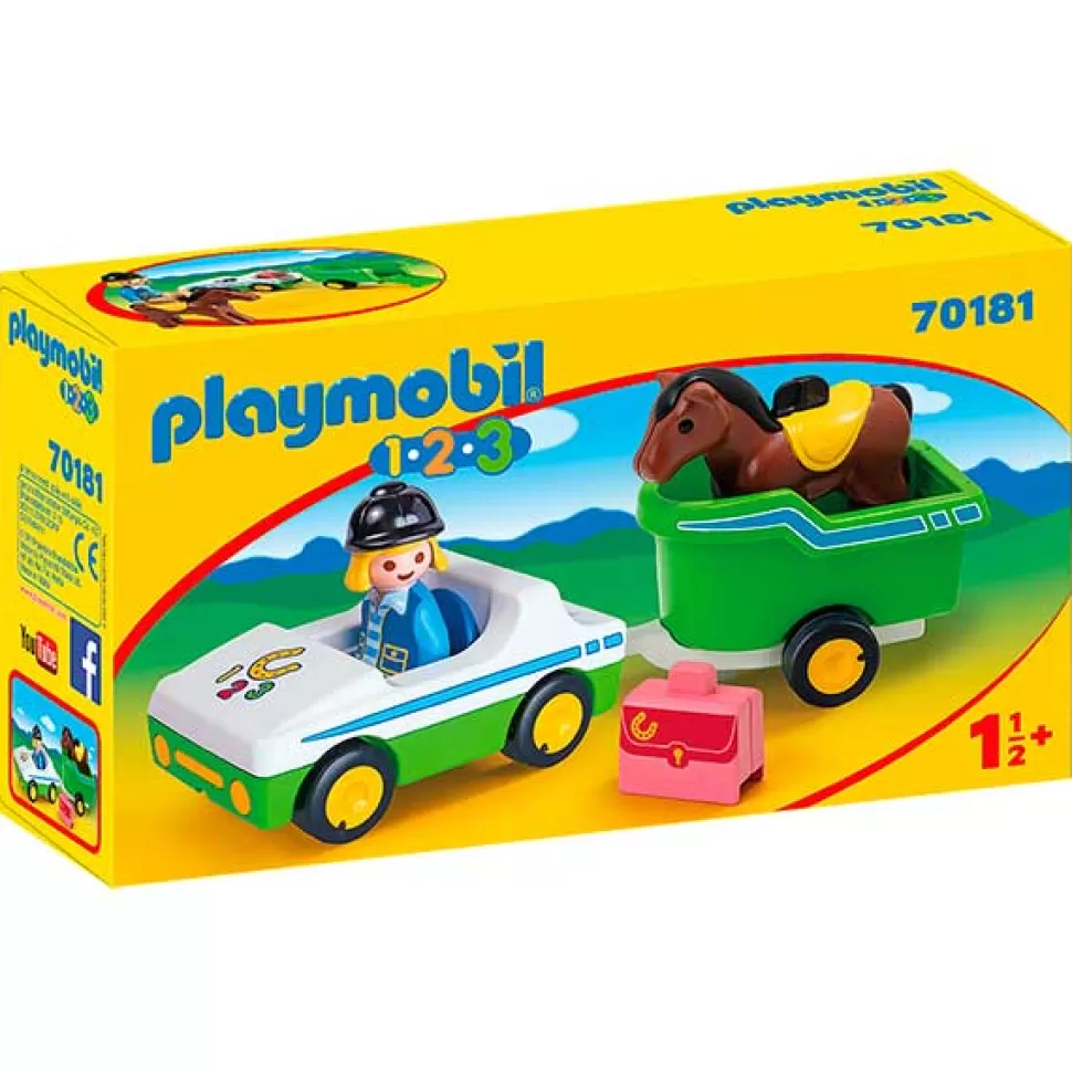 Brinquedos Playmobil 1.2.3 Playmobil 70181 1.2.3 Carro Com Reboque Para Cavalo< Brinquedos De Cavalos