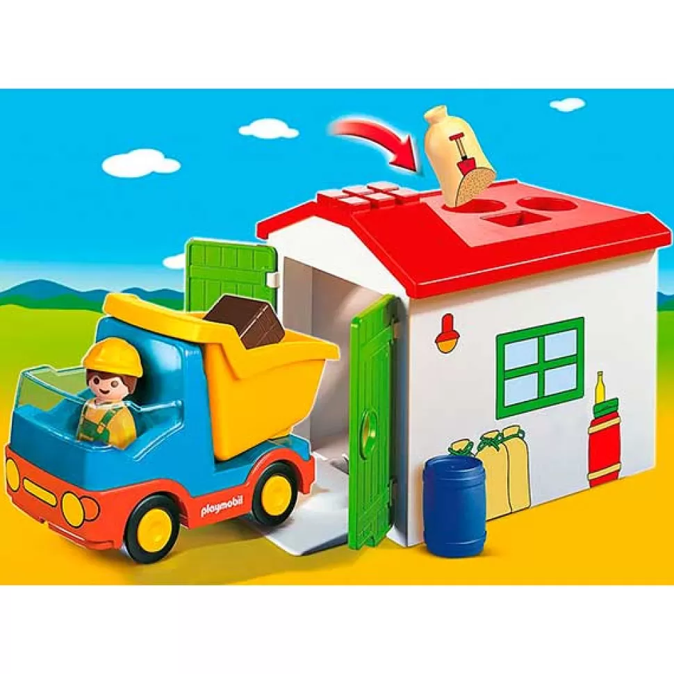 Brinquedos Playmobil 1.2.3 Playmobil 70184 1.2.3 Camiao Com Garagem< Brinquedos De Camiões