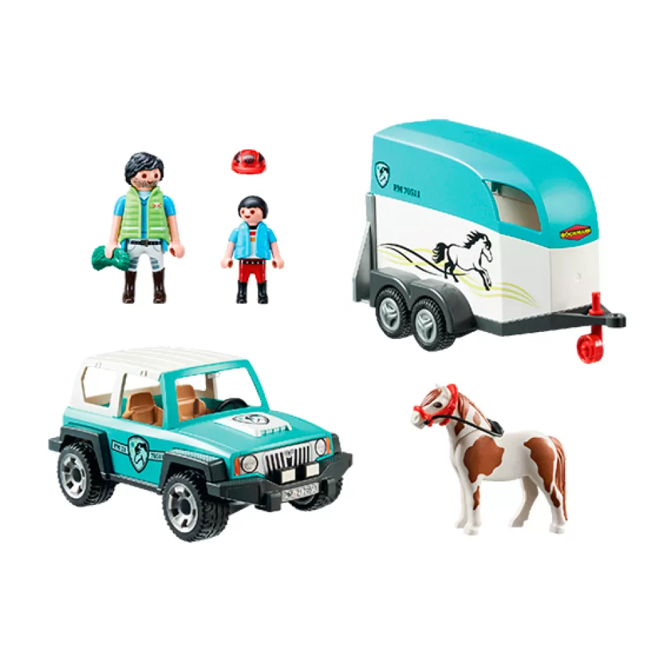 Brinquedos Playmobil Country Playmobil 70511 Carro Com Reboque Para Ponei< Brinquedos De Cavalos