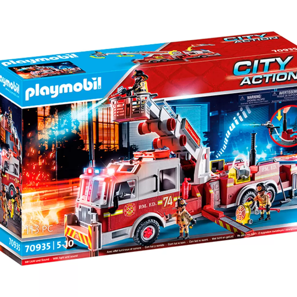 Brinquedos Playmobil City Action Playmobil 70935 Veiculo De Bombeiros: Us Tower Ladder< Brinquedos De Carros