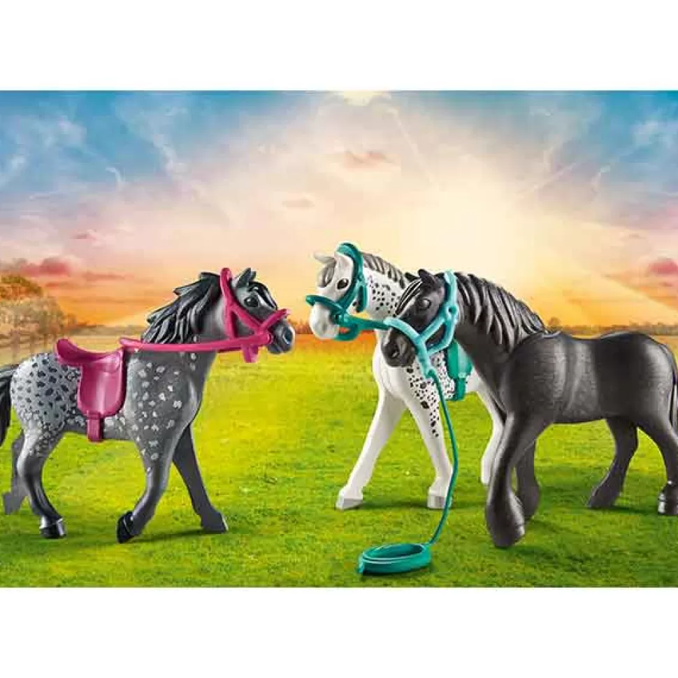 Brinquedos Playmobil Country Playmobil 70999 3 Cavalos: Frisio, Knabstrupper E Andaluz< Brinquedos De Cavalos