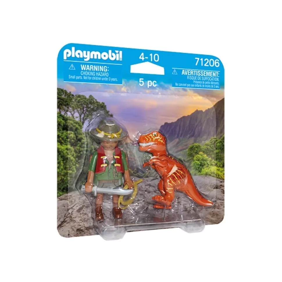 Brinquedos Playmobil Dinos Playmobil 71206 Duo Pack Aventureiro Com T-Rex< Brinquedos De Dinossauros