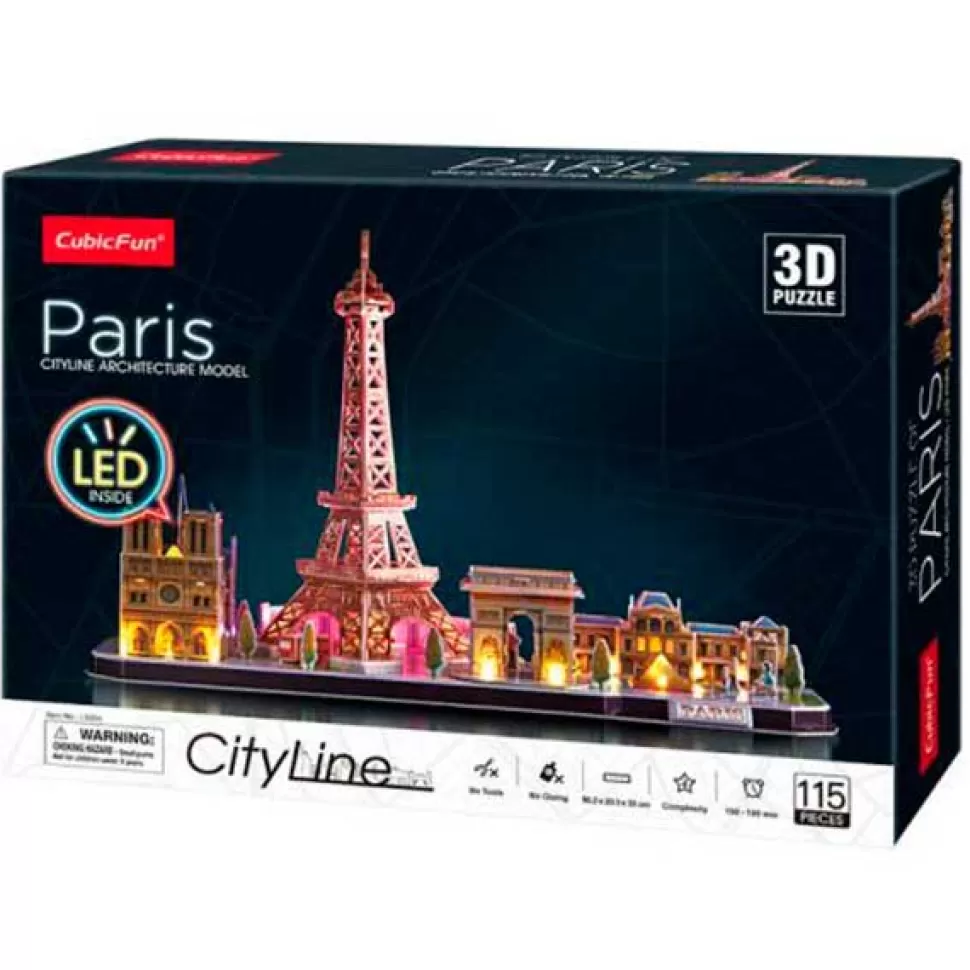Flash Sale Brinquedos World Brands Puzzle 3D Paris City Line Con Luces Leds 115P