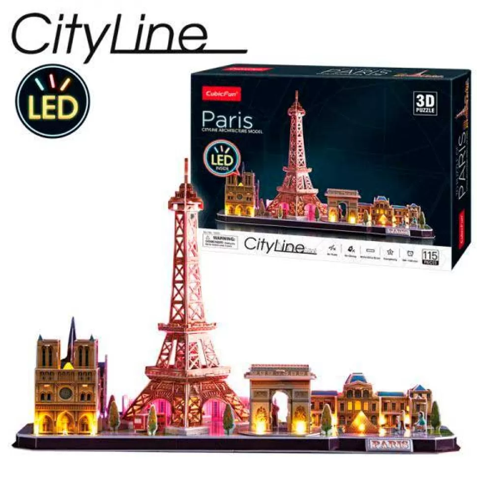 Flash Sale Brinquedos World Brands Puzzle 3D Paris City Line Con Luces Leds 115P