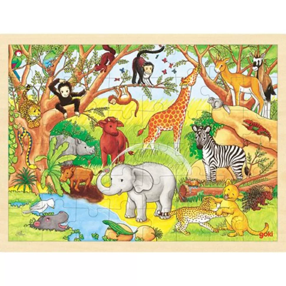 New Brinquedos Goki Quebra-Cabeca De Madeira Africa 48P