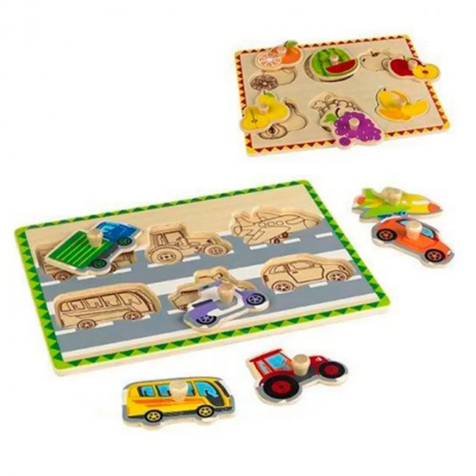 Flash Sale Brinquedos Color Baby Quebra-Cabeca Madeira De Frutas E Veiculos