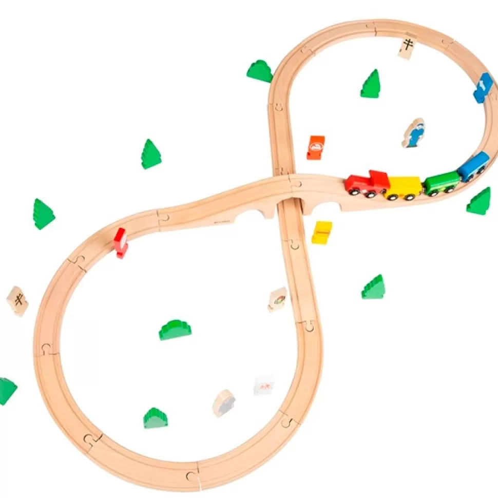 Brinquedos Color Baby Woomax Pista Trem Madeira 40P< Brinquedos De Madeira